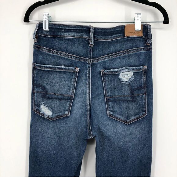 American Eagle Highest Rise Jegging Womens 6 XLong Destructed - Picture 4 of 8